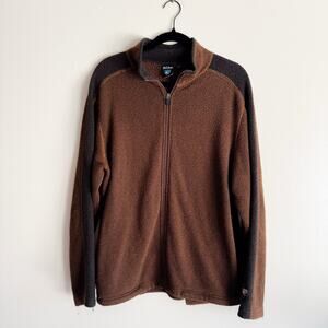 Kuhl Brown Alfpaca Fleece Full Zip Jacket Size Large Gorp Core Outdoor Zip Up